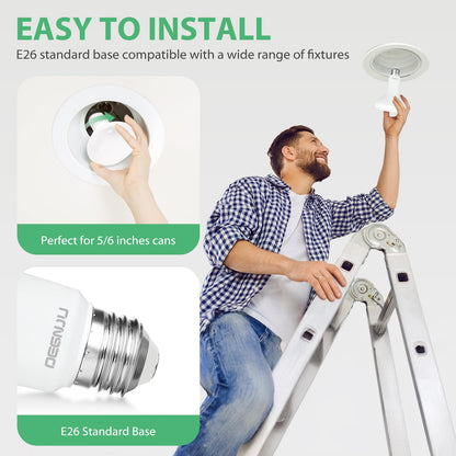DEGNJU - foco LED BR30, luces de inundación regulables para interiores CRI80, equivalente a 7 W, 65 W, 2700 K, blanco suave, 650 lúmenes, 15000 horas de por vida, bombillas empotrables interiores E26,