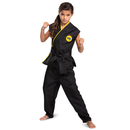 Cobra Kai - Disfraz oficial de Cobra Kai para niños, con cinturón negro, talla L (10-12)