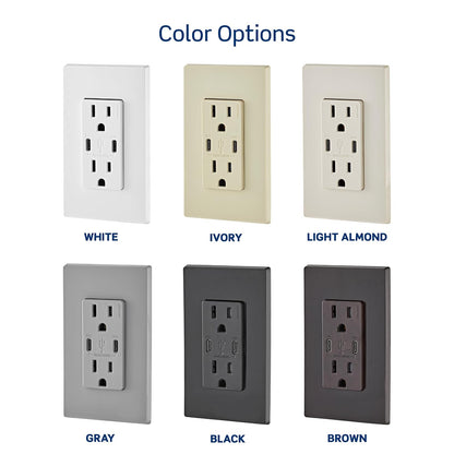 Leviton 006-T5635-00B Combinación Contacto Doble a Prueba de Manipulaciones y Contacto USB tipo C/C, Café