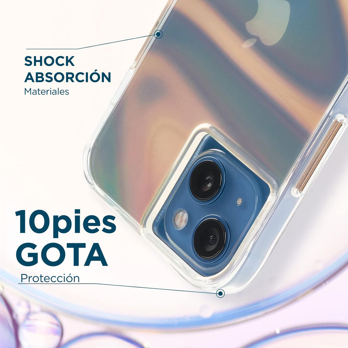 Case-Mate - Soap Bubble - Funda para iPhone 13 - Diseño Iridiscente - Protección contra caídas de 10 pies - 6.1 Pulgadas - Burbuja de Jabón