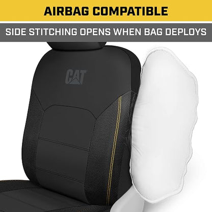Cat FlexHybrid CASC-2434-BK Fundas de Asiento de Automóvil Negro PU + Malla Transpirable, 2 Piezas