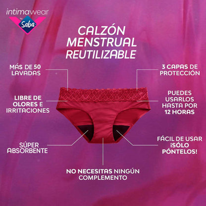 SABA Ropa Interior intimawear para periodo Corte Hipster para Flujo Moderado