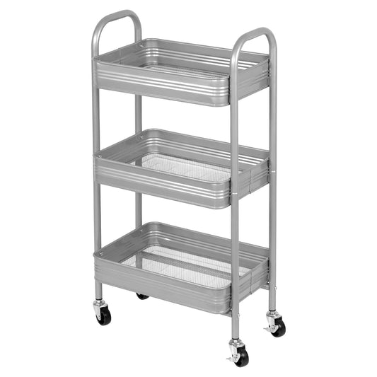 East Bank Designs Carrito de 3 Niveles, Plateado, 1