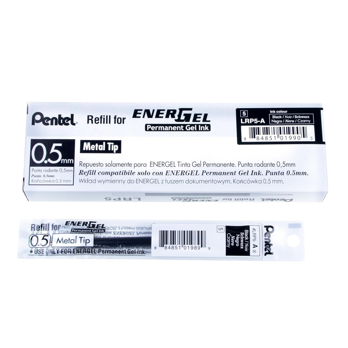 Pentel Repuesto para Bolígrafo EnerGel Tinta Gel Caja con 12 Piezas - Negro