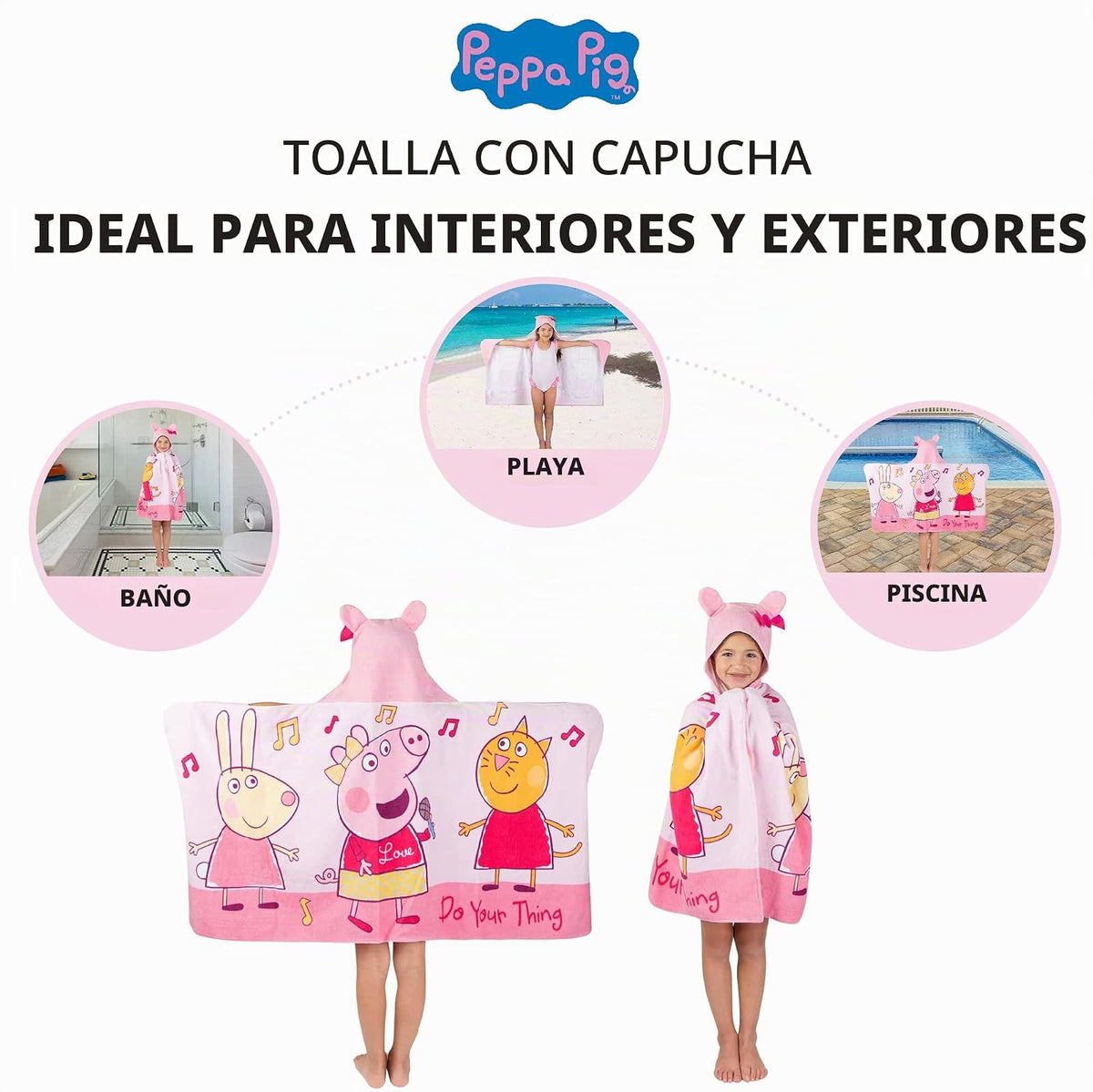 Franco Peppa Pig - Toalla de Toalla de Rizo de algodón Suave para baño/alberca/Playa, 61.0 x 1.3 m, L