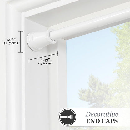 Kenney Rogers Twist & Fit - Barra de cortina de tensión sin herramientas, varillas de tensión para ventanas de 48 a 84 pulgadas, barra de cortina extensible blanca, barra de cortina sin perforación,