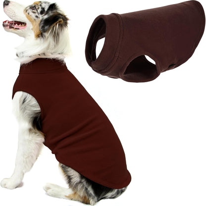 Gooby Chaleco de Forro Polar Elástico para Perro, Clima Frío - marrón - 3X-Large Longitud: (20.5")