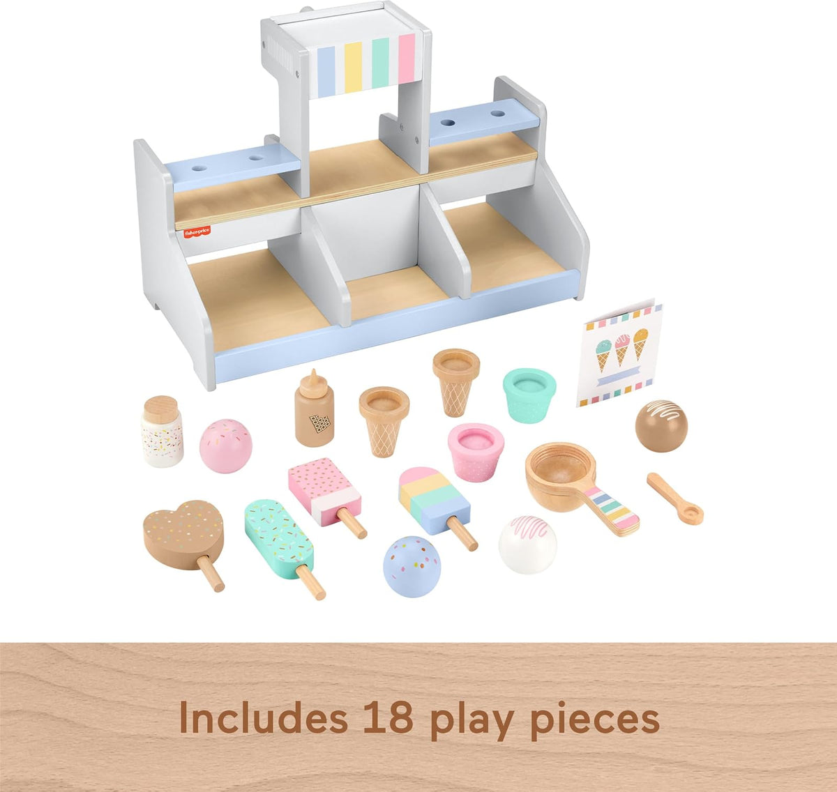 Fisher-Price Juguete para Bebés Set Mi Primera Heladería de Madera para niños de 3 años en adelante