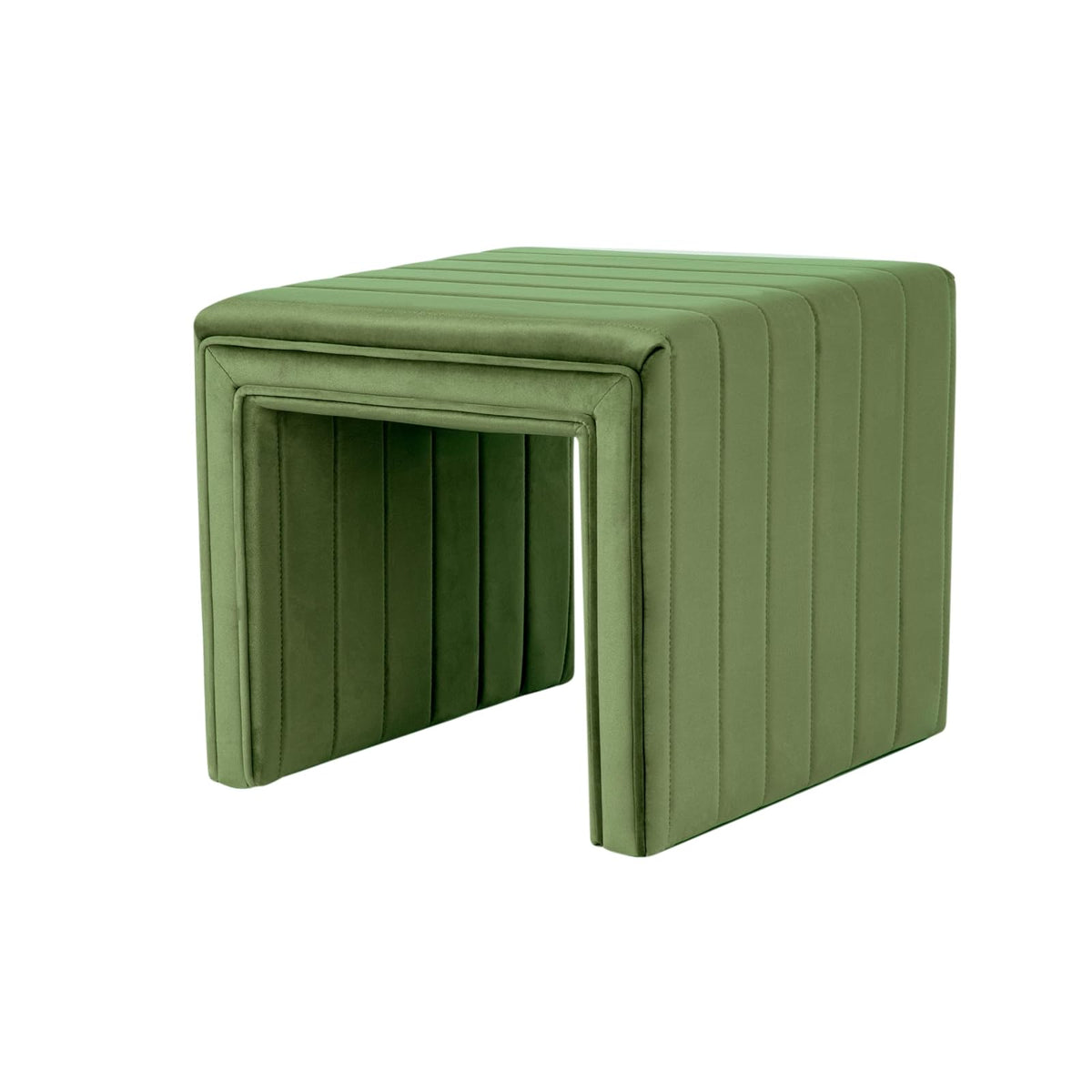 HomePop - otomana de Terciopelo con mechones de Canal Moderno, decoración del hogar, otomana para Sala de Estar y recámara, Color Verde