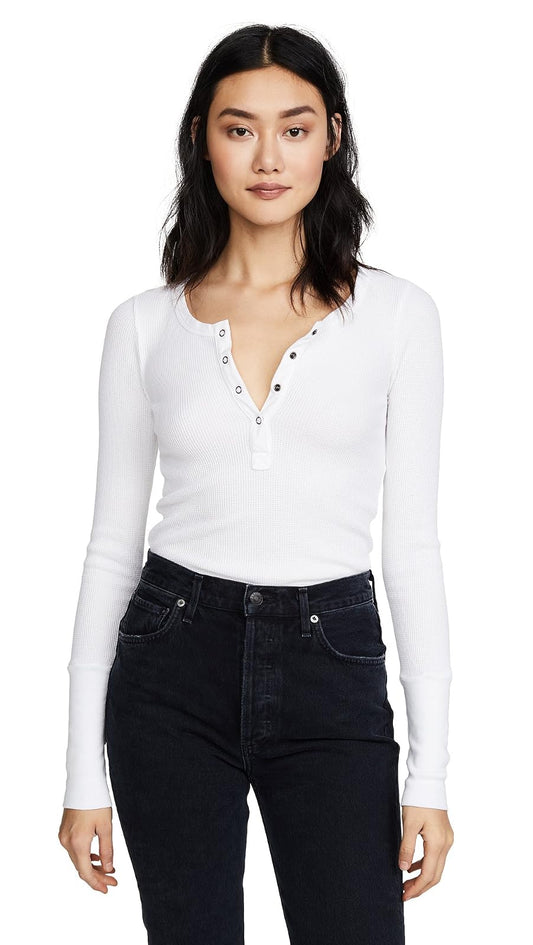Splendid - Camisa térmica Henley de Manga Larga para Mujer