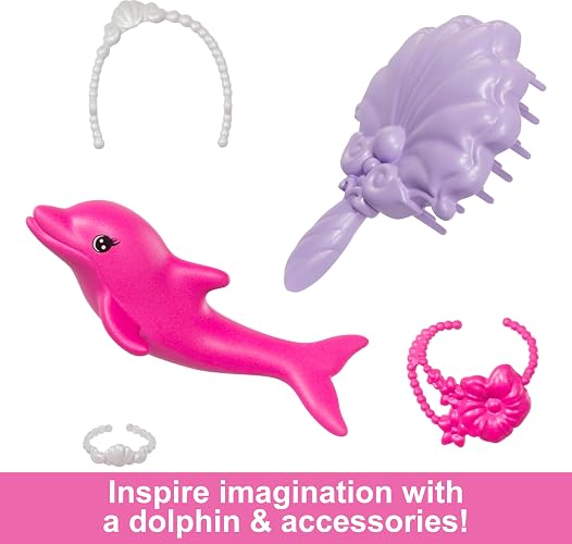 Barbie Fantasía Muñeca Sirenas Colores Mágicos Cabello Rosa para niñas de 3 años en adelante