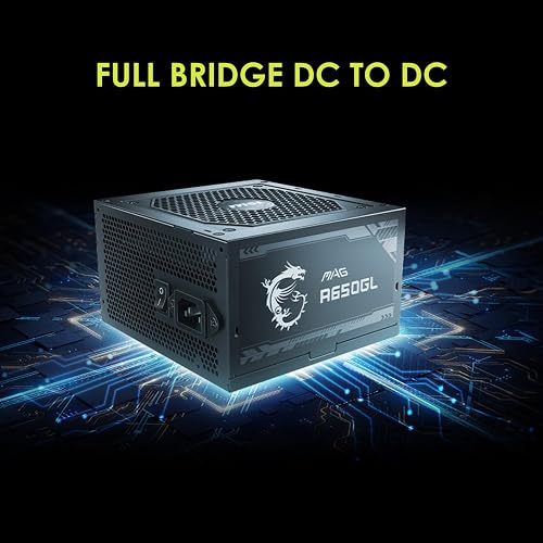 MSI PSU mag A650GL 80 Plus Gold Full Modular | Full modular, certificación 80 Plus Gold, 650 W, fuente de alimentación