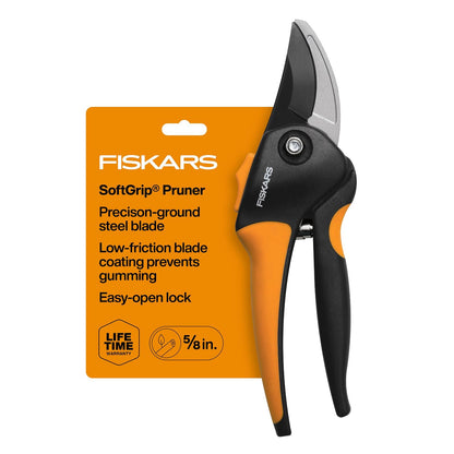 Fiskars - Tijeras de poda de derivación, cortador de ramas con capacidad de corte de 5/8 pulgadas, tijeras de jardín con hoja de acero afilada, resistentes a la corrosión, podadoras ergonómicas con
