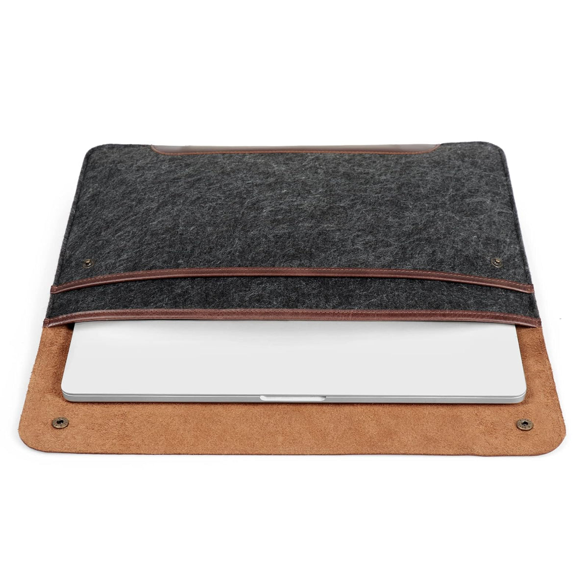 MegaGear - Bolso para Macbook 13.3" & 14" en Cuero auténtico y Lana