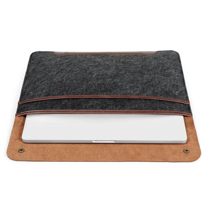 MegaGear - Bolso para Macbook 13.3" & 14" en Cuero auténtico y Lana