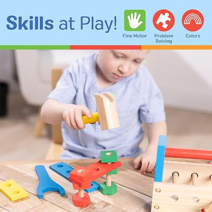 Melissa & Doug Kit de Herramientas de Madera para Llevar, Juguete de Construcción, Juguete de Madera, Juego de Imitación