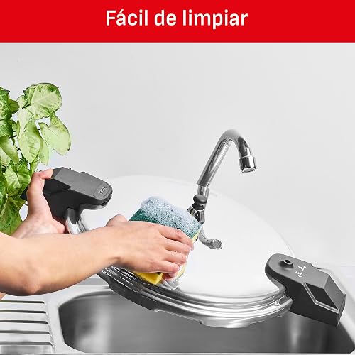 T-fal Olla Express de aluminio, con cinco sistemas de seguridad y fácil limpieza. Excelente opción para crear recetas de manera más rápida, fácil y segura, plateada, 12 L, YL307LA7