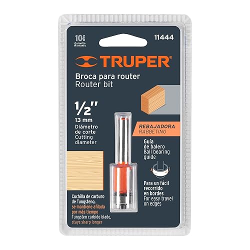 Truper BROU-RB1/2X, Broca para router, corte recto con balero, 1/2"