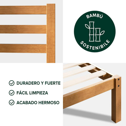 Zinus Leah Estructura de Cama de bambú con cabecero, sin somier, fácil Montaje.