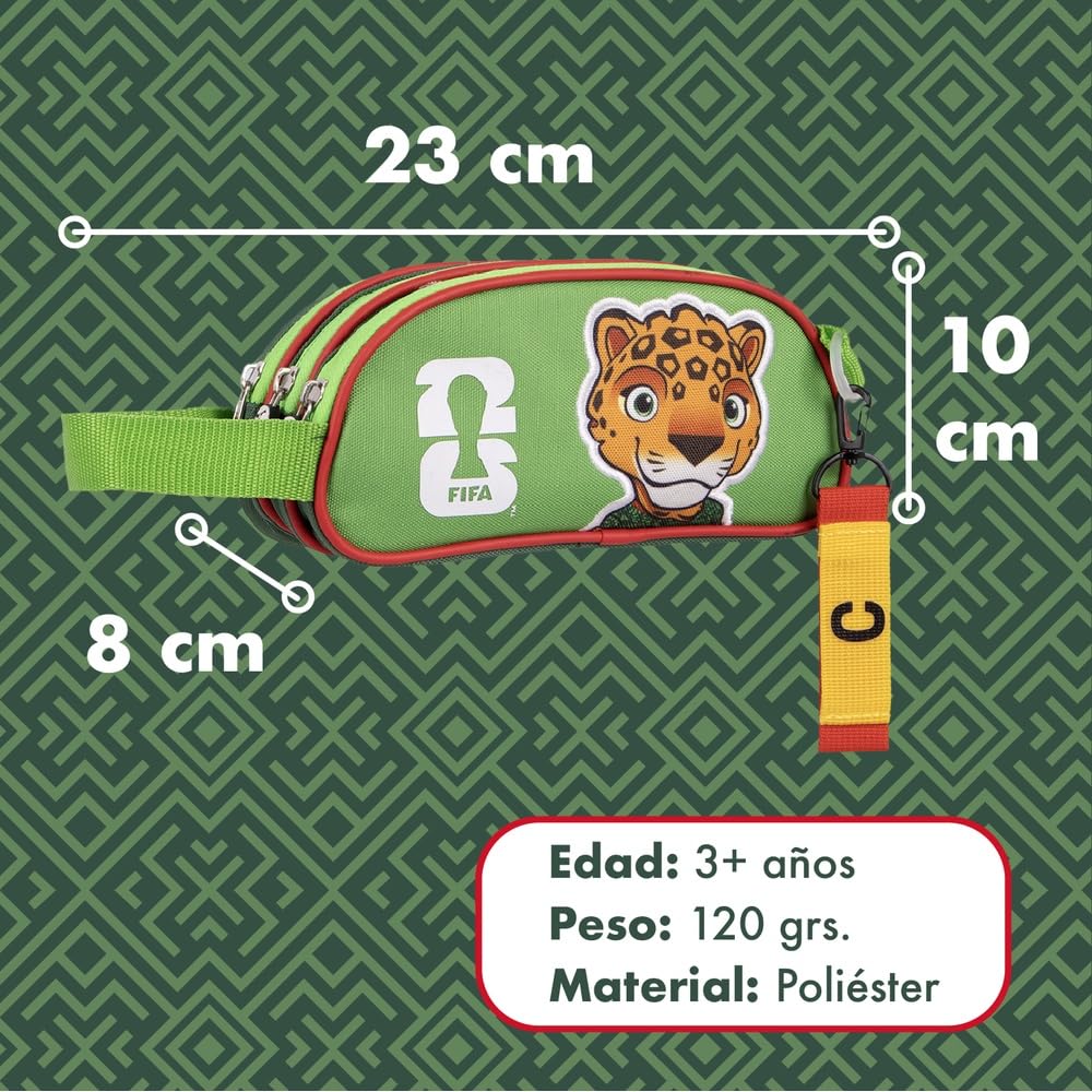 Ruz Lapicera Triple Competition Marks 2026 Estuche Escolar Niño 3 Compartimentos Poliéster Resistente Infantil Verde