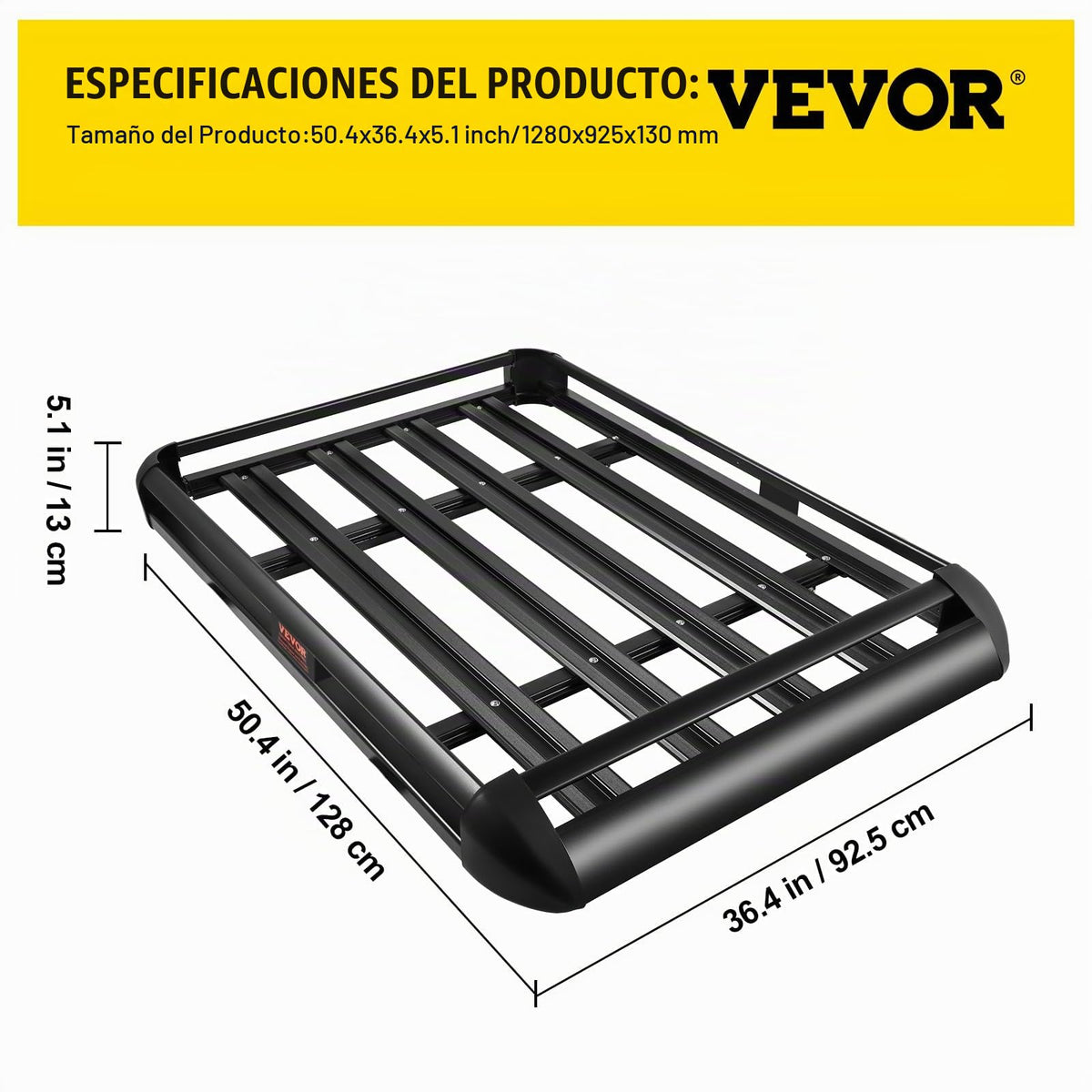 VEVOR - Cesta de Techo Universal de 50,4 x 36,4 Pulgadas, portaequipajes de Techo de Aluminio con Barras XL-B para Equipaje de Automóvil, SUV, Viajes