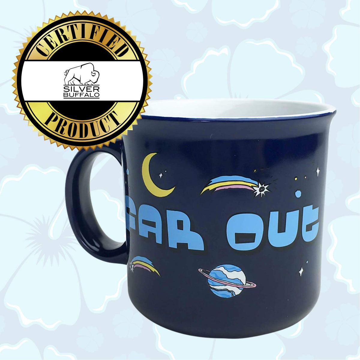 Silver Buffalo Disney's Lilo and Stitch Far Out - Taza de café de cerámica para capuchino, café con leche o té caliente, 20 onzas, color blanco