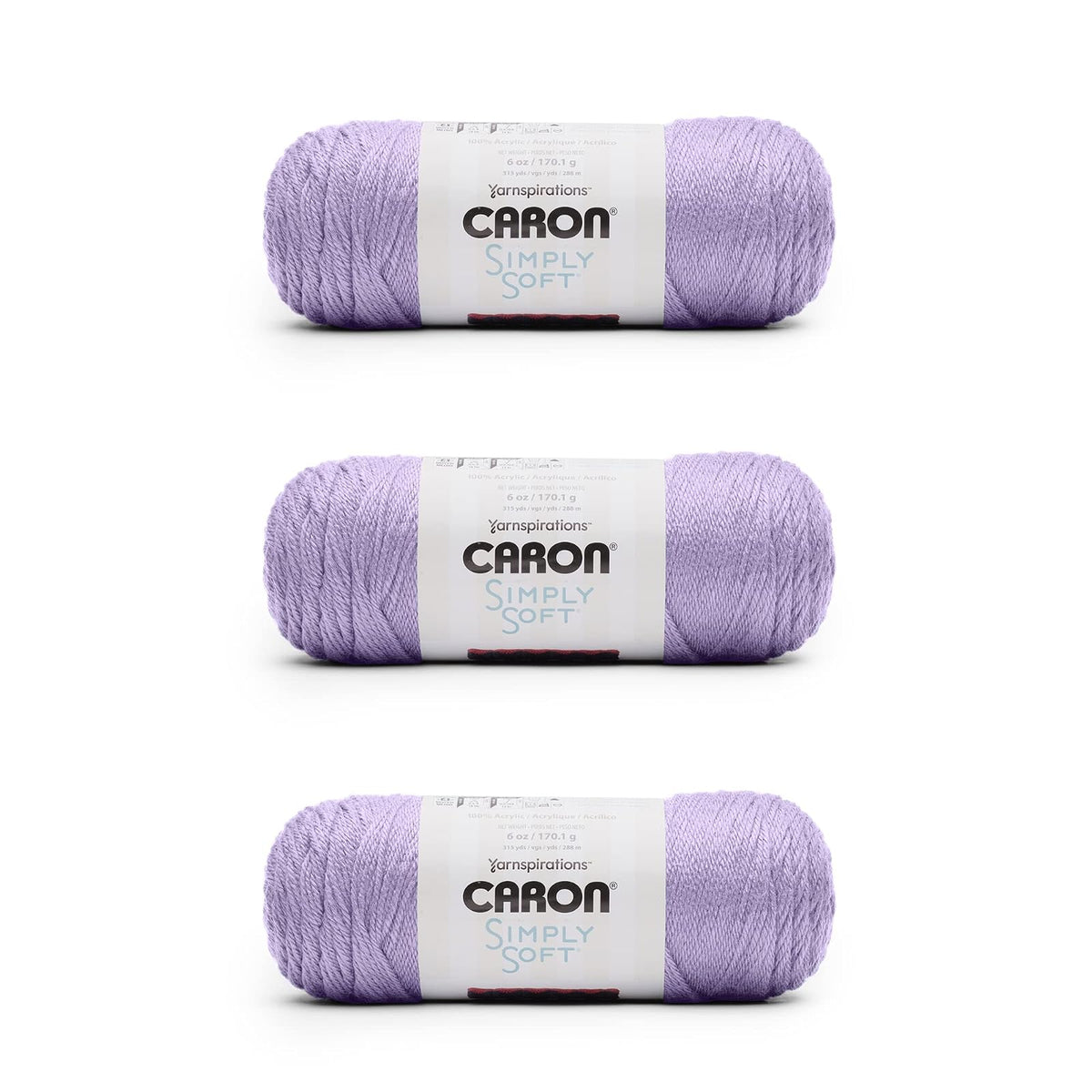 Caron Simply Soft Orchid Yarn - Paquete de 3 unidades de 170 g/6 oz - Acrílico - 4 Medianos (Worsted) - 315 yardas - Tejer/Crochet
