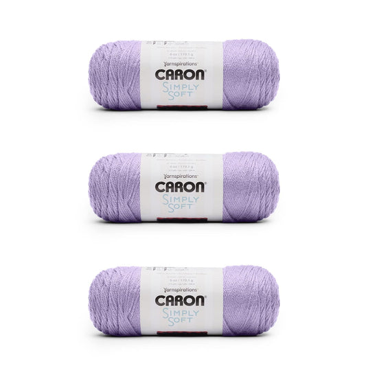 Caron Simply Soft Orchid Yarn - Paquete de 3 unidades de 170 g/6 oz - Acrílico - 4 Medianos (Worsted) - 315 yardas - Tejer/Crochet