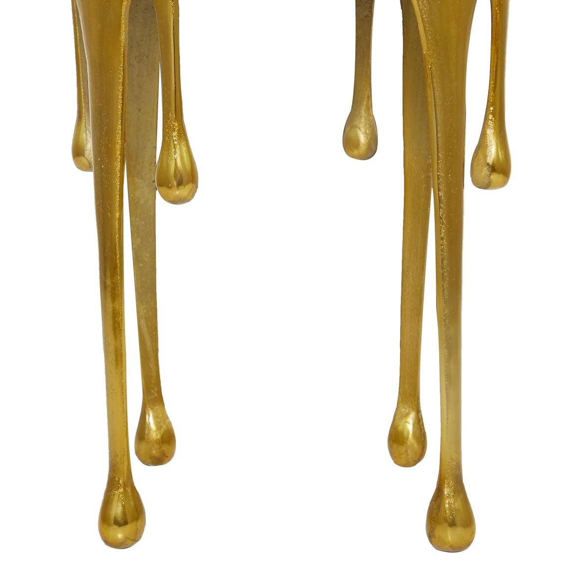 Deco 79 - Mesa Decorativa de Metal de Aluminio con diseño de fusión y Parte Superior de Vidrio sombreado, 16 x 16 x 25 pies, Color Dorado