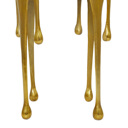 Deco 79 - Mesa Decorativa de Metal de Aluminio con diseño de fusión y Parte Superior de Vidrio sombreado, 16 x 16 x 25 pies, Color Dorado