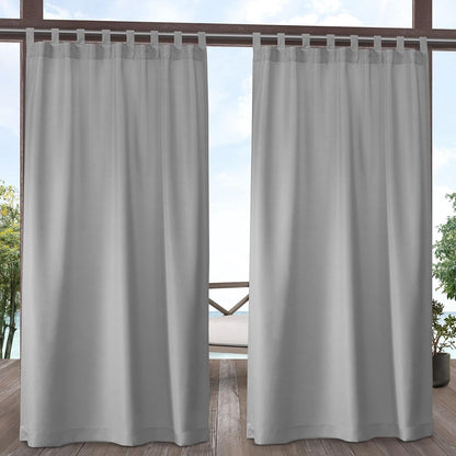 Exclusive Home Par de Cortinas de Textura Lienzo Interior/Exterior - Gris nube - 137.2An x 213.4Al cm (1 Paneles)
