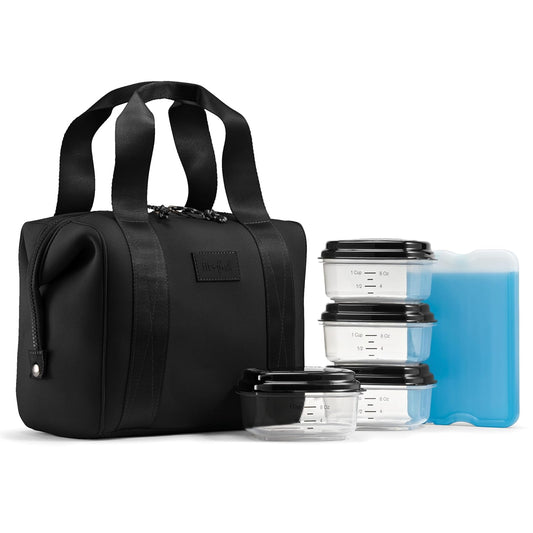 Fit & Fresh Remi - Bolsa de almuerzo de neopreno para mujer, kit de preparación de comidas con contenedores y paquete de hielo XL, material autoaislante, tipo neopreno, bolsa de almuerzo lavable a