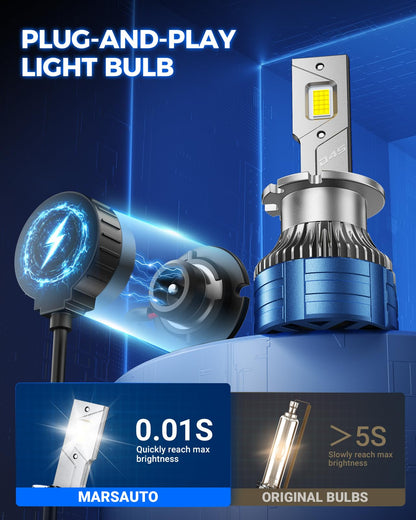 Marsauto Bombillas HID D4S/D4R de Xenón 6500K Blanco 30,000 LM Plug and Play, Paquete de 2