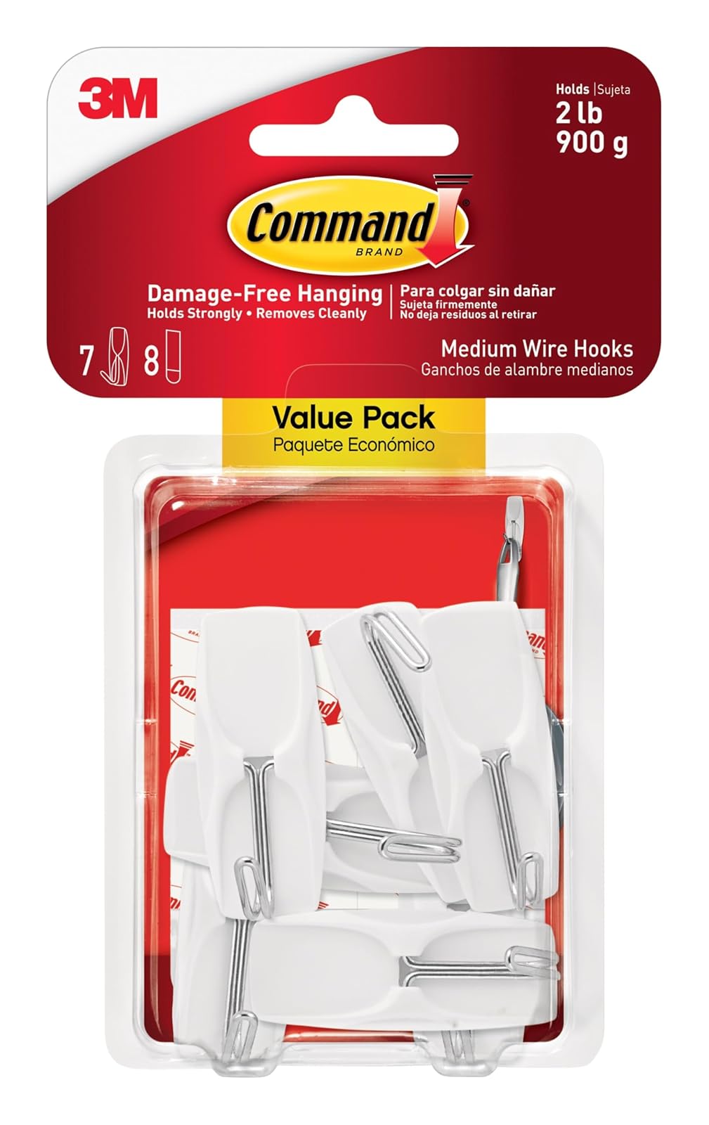 Command White Hooks, 7 hooks, 8 strips, Indoor Use (17065-7ES)
