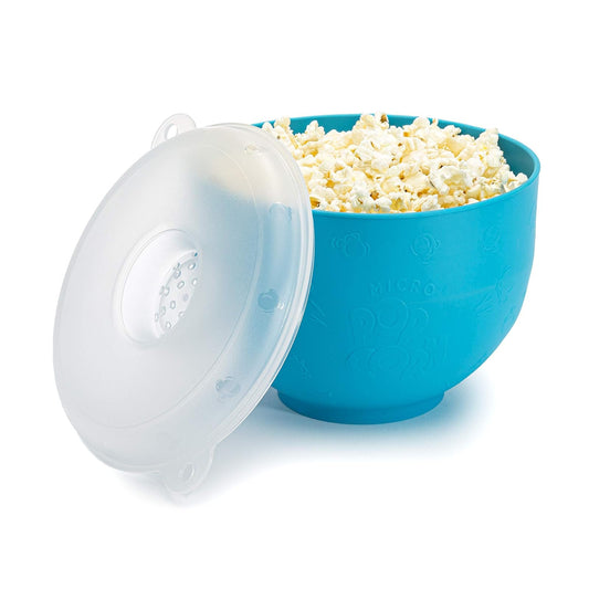 Goodful Palomitas de maíz de silicona, plegable para microondas, cuenco hecho sin BPA, azul