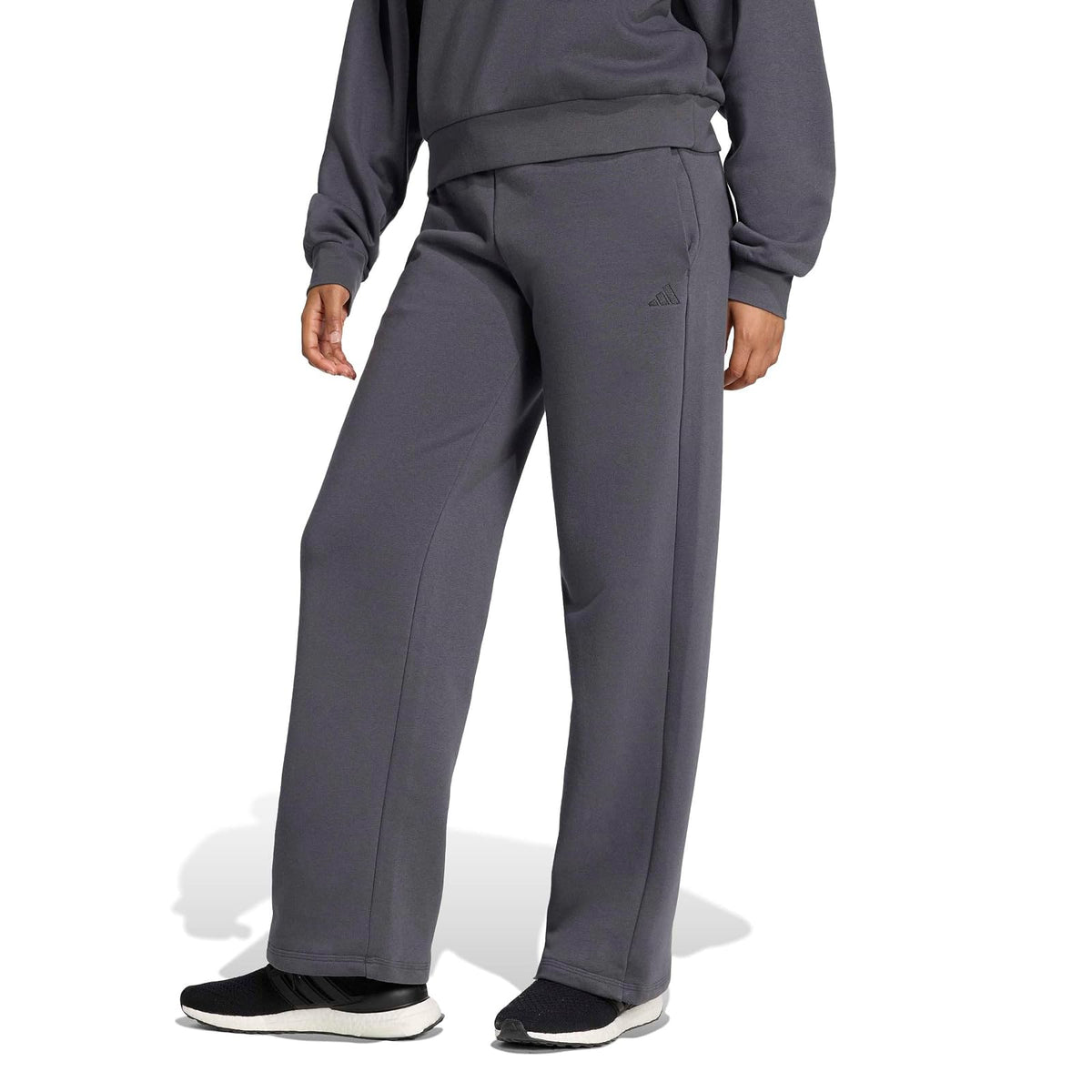 adidas Pantalón de Forro Polar Logo Pequeño Mujer - G - Gris - Negro