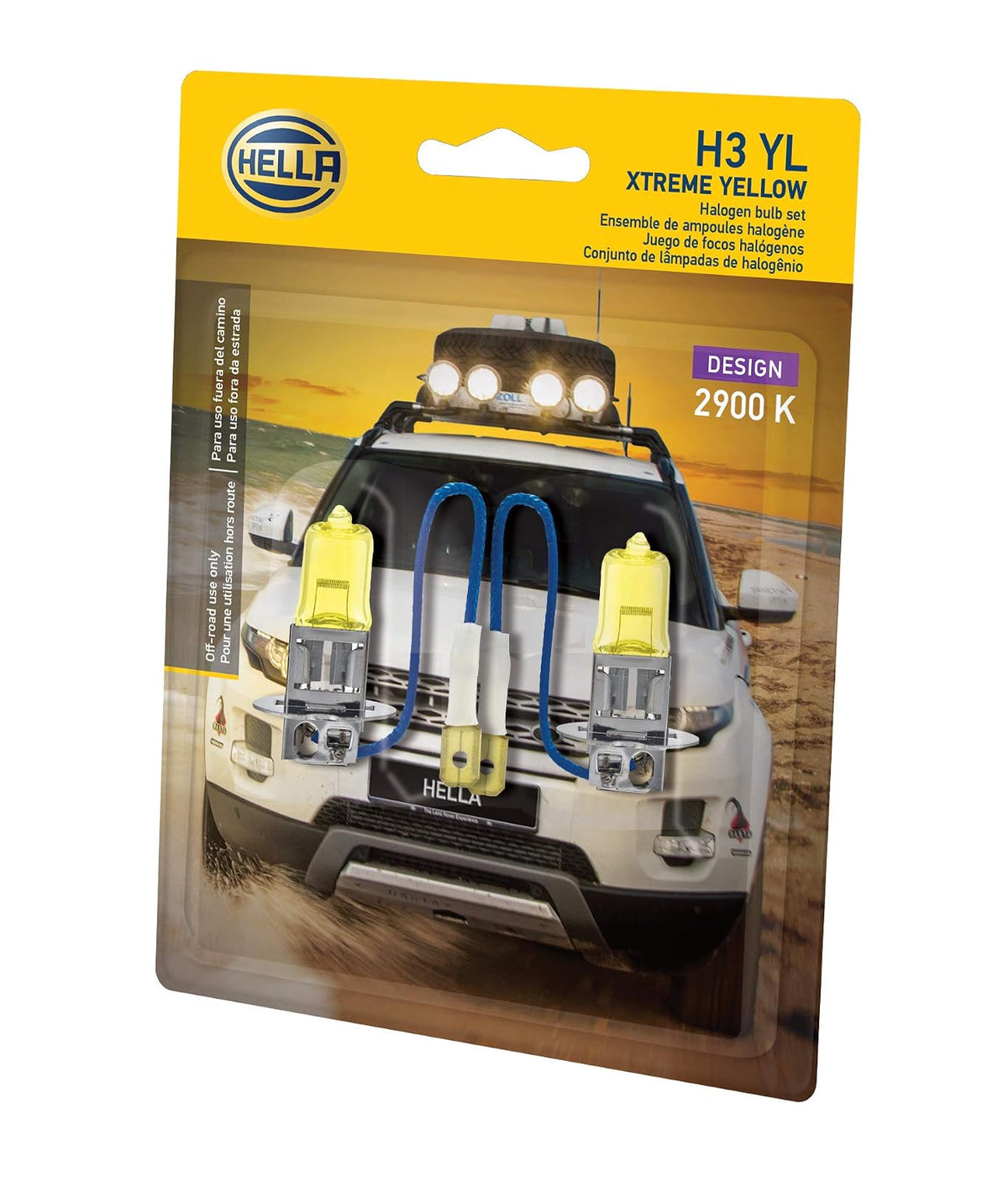 Hella H3 YL Xtreme Bombillas Halógenas Amarillas, 12 V, 55 W