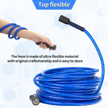 Viheg Manguera de Lavado a Presión 30 pies 1/4 in M22 | Flexible, resistente a torceduras, repuesto universal, 4200 PSI, adaptadores de conexión rápida de 3/8 in incluidos