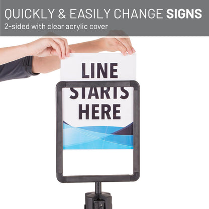 US Weight Plastic Stanchion Sign Holder with Plexiglass Covers for USW ChainBoss and Sentry Stanchions