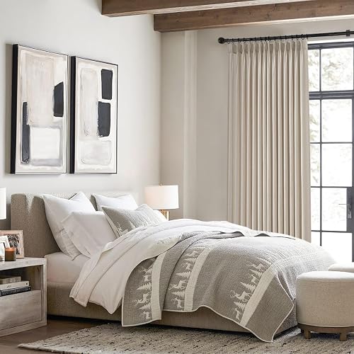 Cortinas Transparentes Plisadas de 96 Pulgadas de Largo, Cortinas de Ventana con Mezcla de Lino de Avena y filtrado de luz de 96 Pulgadas de Largo, 2 Paneles para Sala de Estar, recámara, Cortinas