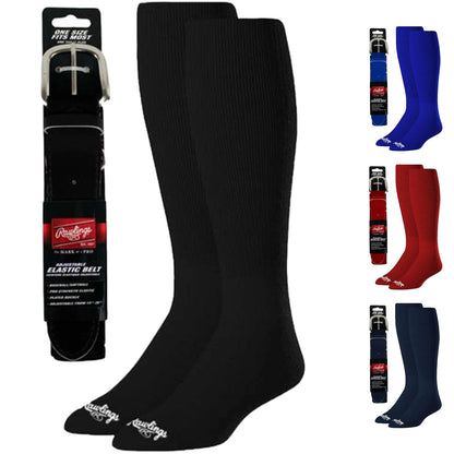 Rawlings combo de cinturón y calcetines para béisbol y softbol - Negro - CH