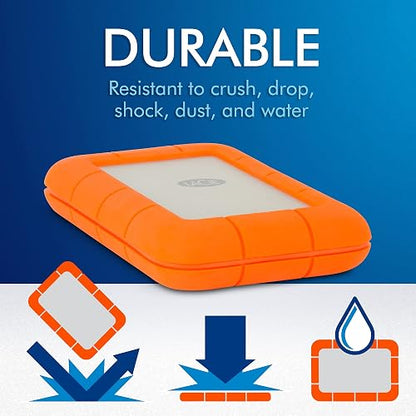 LaCie Rugged USB-C 4000GB Naranja, Plata - Disco duro externo (4000 GB, USB Tipo C, 3.0 (3.1 Gen 1), 5400 RPM, 5 Mbit/s, Naranja, Plata)