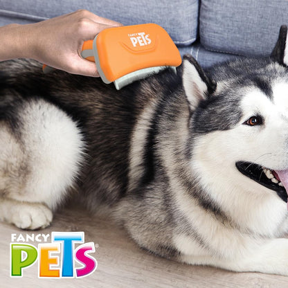 Fancy Pets Deslanador Curvo para Perros Med, Cuchilla Metálica Fina, Ergonómico para Pelo Medio y Largo, Eliminación Suave de Pelo Muerto y Prevención de Nudos, 15.5 cm