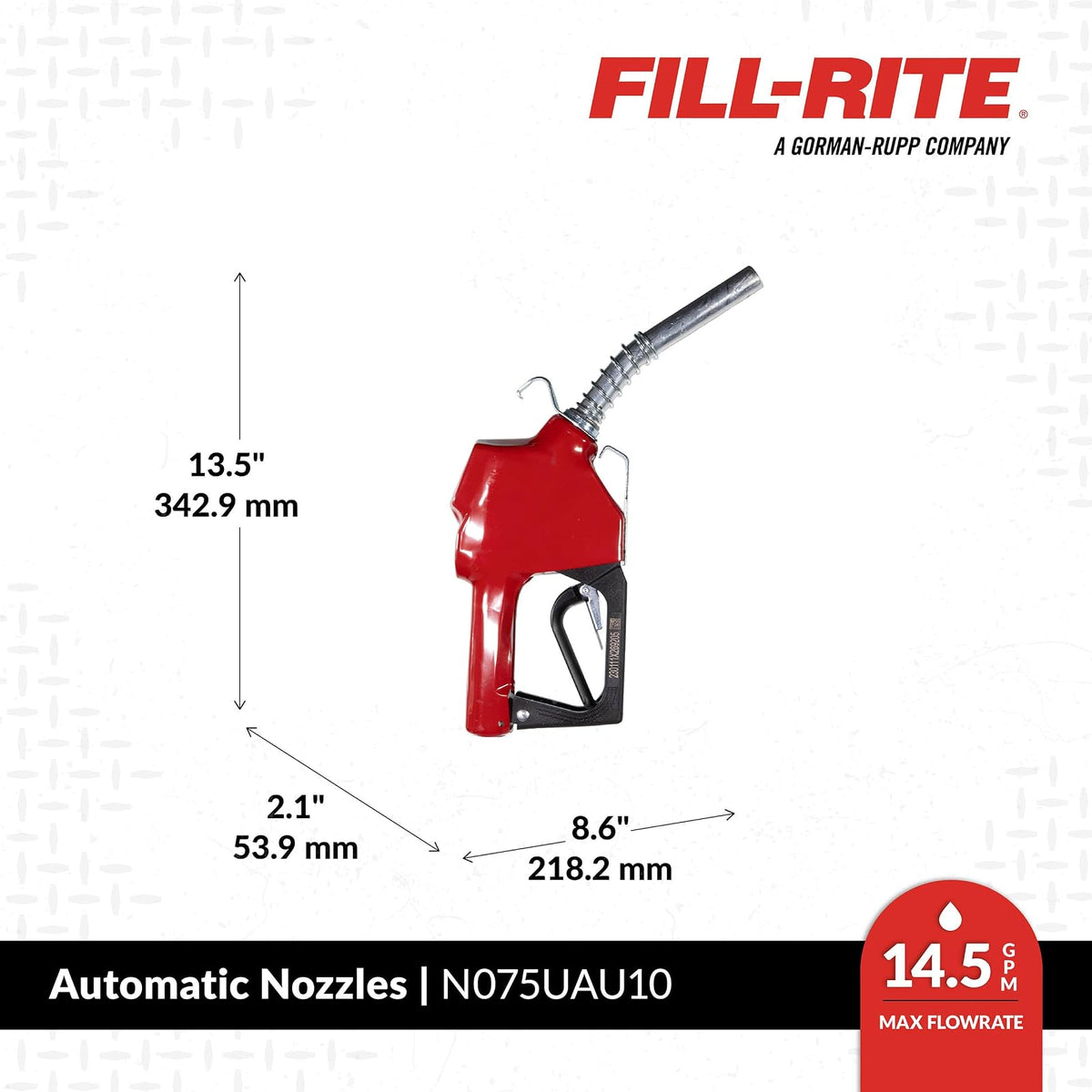 Boquillas de transferencia de combustible automáticas y manuales Fill-Rite, Auto - estándar, Rojo, 1.9 cm