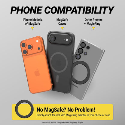 Scosche - Adaptador magnético calcomanía - Compatible con iPhone 8, X, 11, SE y Android con carga inalámbrica - MagSafe y Qi - Negro