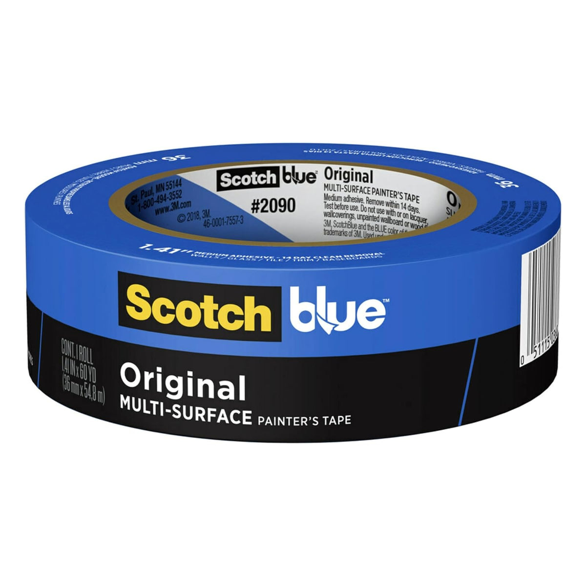 ScotchBlue Cinta de Pintores Multisuperficie 1.4" | Azul, 16 rollos, 1.4 pulgadas de ancho, hasta 14 días, sin residuos, resistente UV