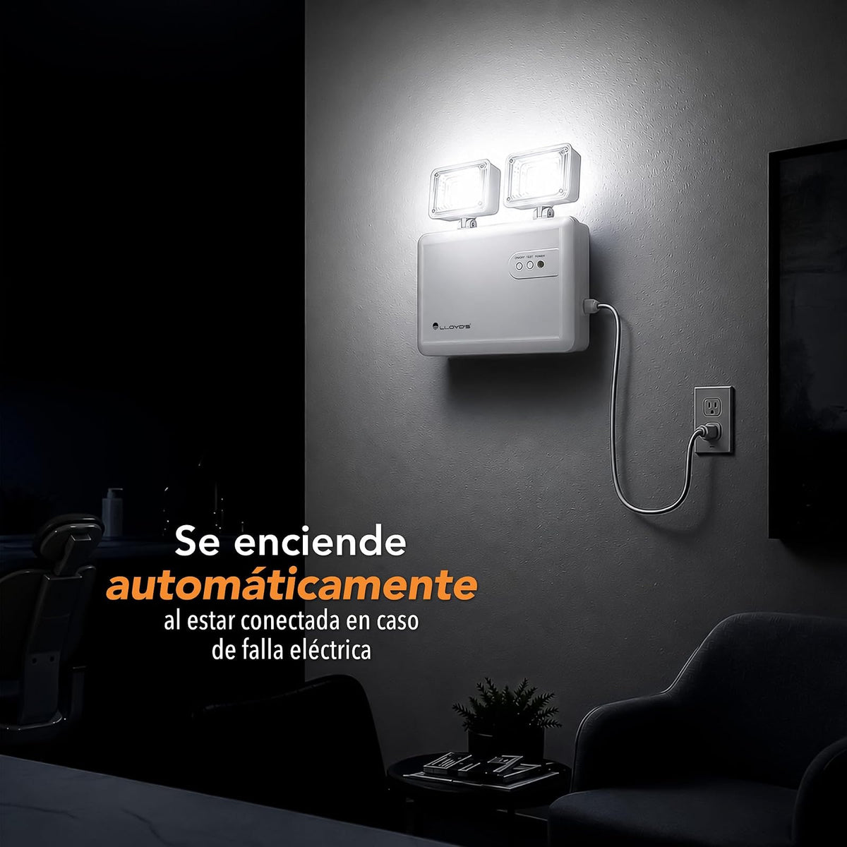 Lloyd's Lámpara de Emergencia 40 LED 1200 LM IP65 con 2 Reflectores | Hasta 5 horas de respaldo con encendido automático, batería recargable y reflectores orientables para mayor cobertura.