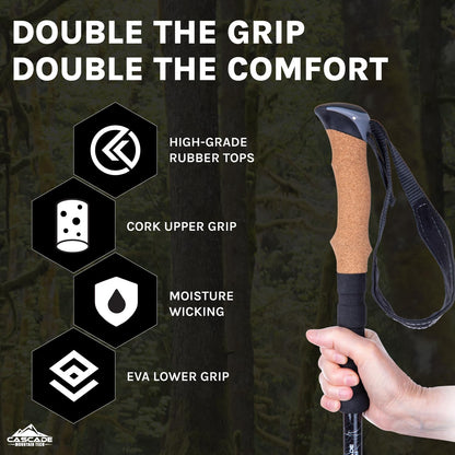 Cascade Mountain Tech 100% Fibra de Carbono Bastones de Trekking Quick Lock