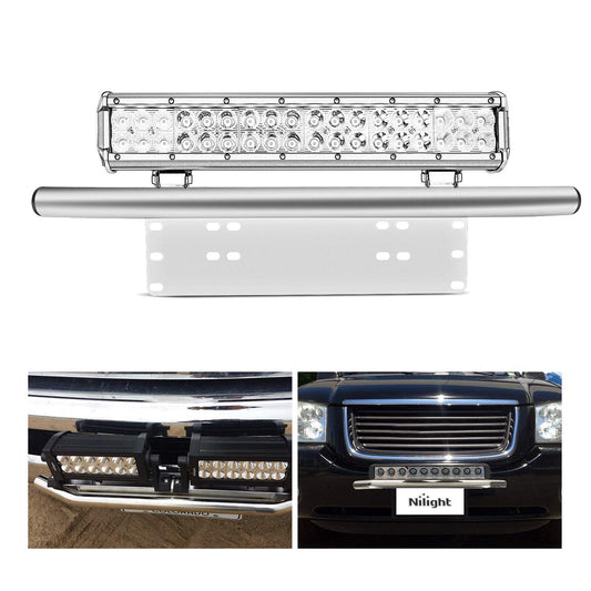 Nilight Soporte de Montaje Aluminio para Placa de Matrícula Barras LED NI-KIT02 Plateado