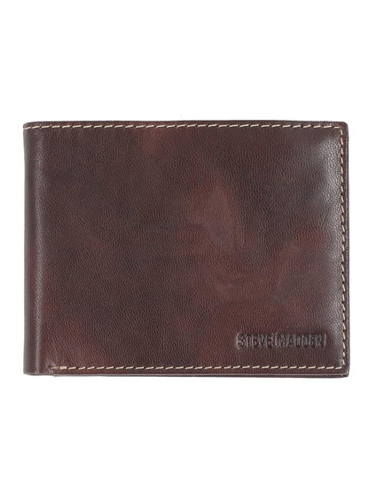 Steve Madden - portafolios delgada de piel para hombre con capacidad extra adjunta con bolsillos abatibles